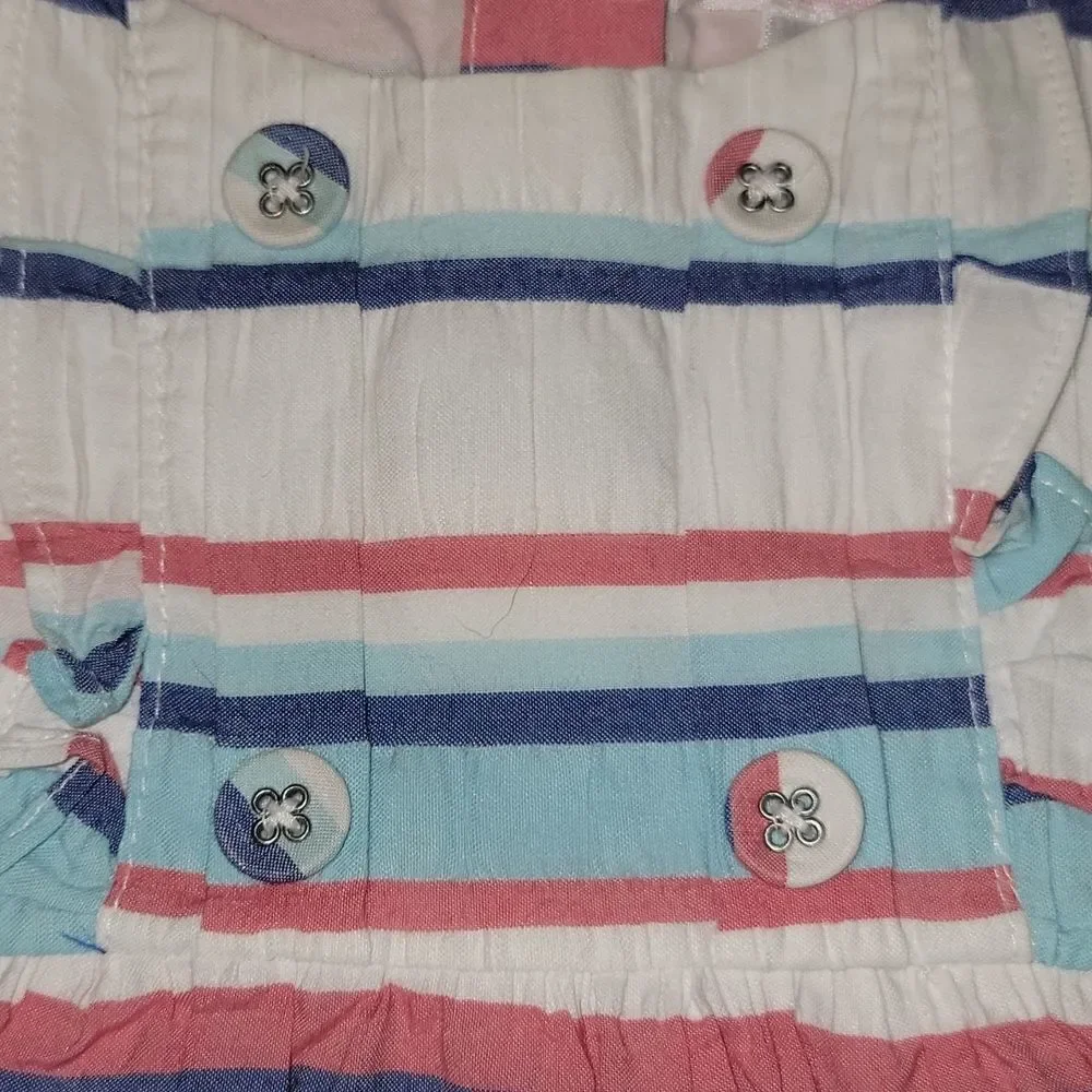 JANIE AND JACK BLUE, CORAL AND WHITE STRIPED SLEEVELESS TOP, SIZE 2T